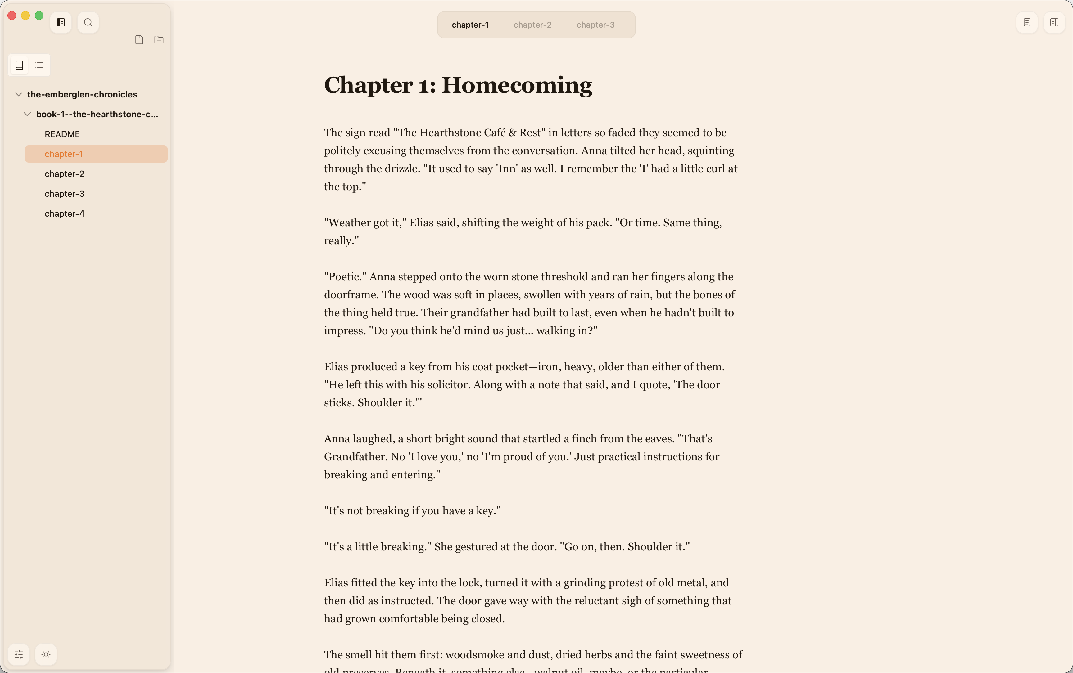 Longform app — Chapter 1: Homecoming